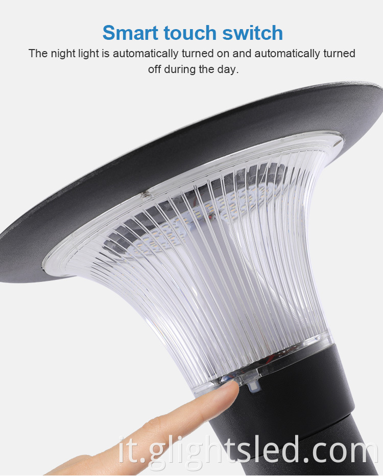 Nuovo design telecomando bianco caldo impermeabile esterno ip55 led luce pilastro solare